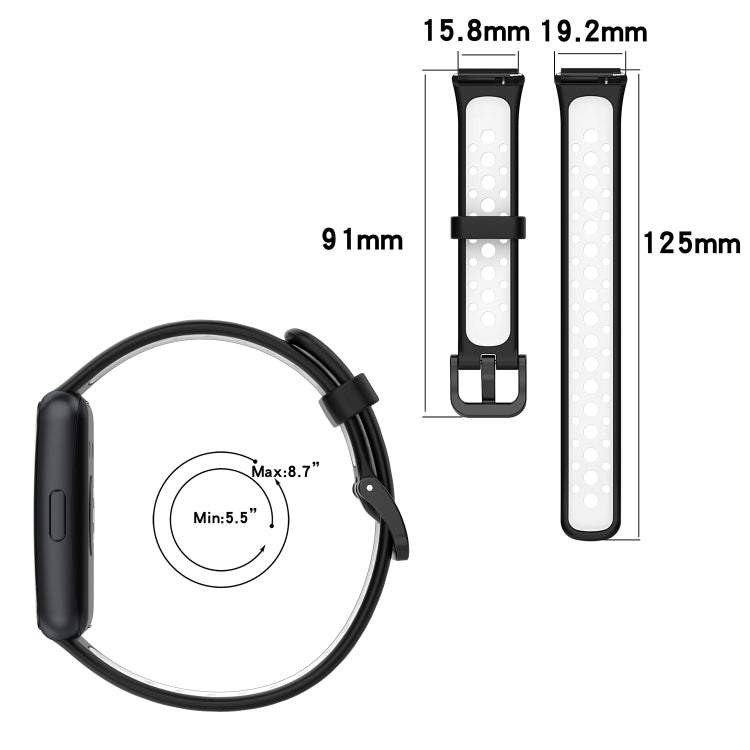 For Huawei Band 7 / 7 NFC Two-color Breathable Silicone Watch Band(Black+Blue) by buy2fix