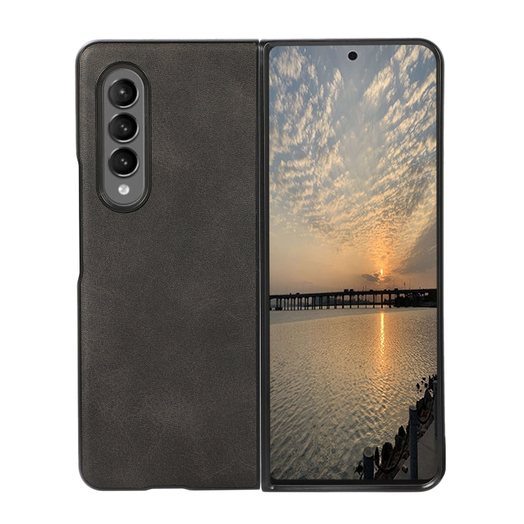 For Samsung Galaxy Z Fold4 Two-color Calf Texture Shockproof Phone Case(Black) - Galaxy Z Fold4 5G Cases by buy2fix | Online Shopping UK | buy2fix