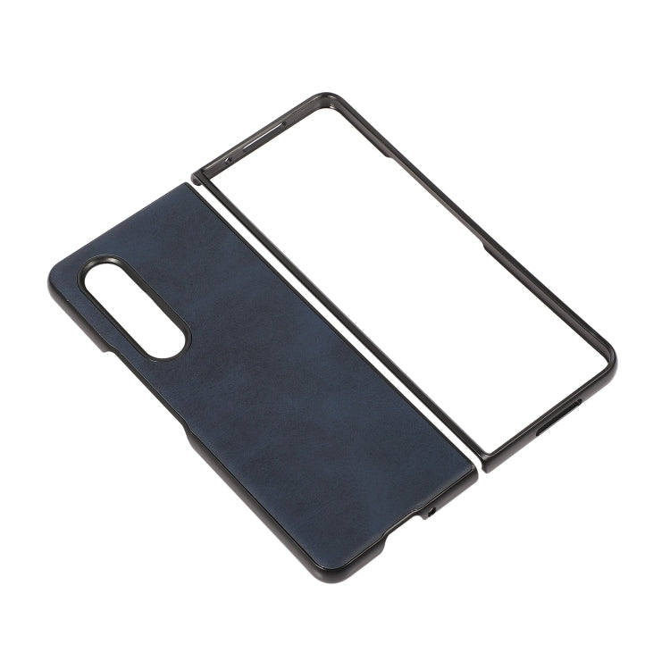 For Samsung Galaxy Z Fold4 Two-color Calf Texture Shockproof Phone Case(Blue) - Galaxy Z Fold4 5G Cases by buy2fix | Online Shopping UK | buy2fix