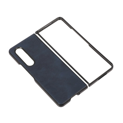 For Samsung Galaxy Z Fold4 Two-color Calf Texture Shockproof Phone Case(Blue) - Galaxy Z Fold4 5G Cases by buy2fix | Online Shopping UK | buy2fix