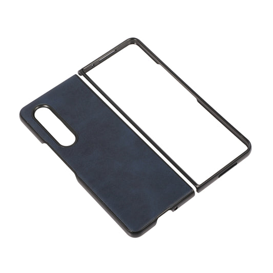 For Samsung Galaxy Z Fold4 Two-color Calf Texture Shockproof Phone Case(Blue) - Galaxy Z Fold4 5G Cases by buy2fix | Online Shopping UK | buy2fix