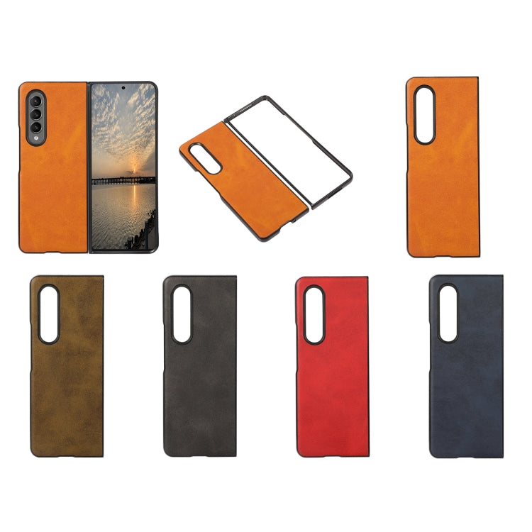 For Samsung Galaxy Z Fold4 Two-color Calf Texture Shockproof Phone Case(Blue) - Galaxy Z Fold4 5G Cases by buy2fix | Online Shopping UK | buy2fix