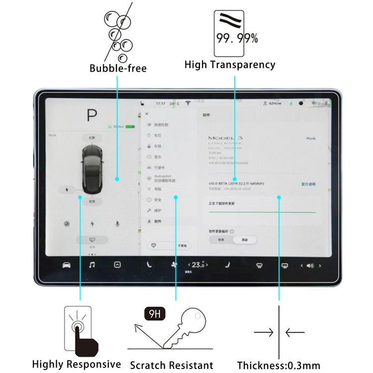 2 PCS Car Navigator Protective Film Tempered Glass Film For Tesla 15.6 - Accessories & Parts by buy2fix | Online Shopping UK | buy2fix