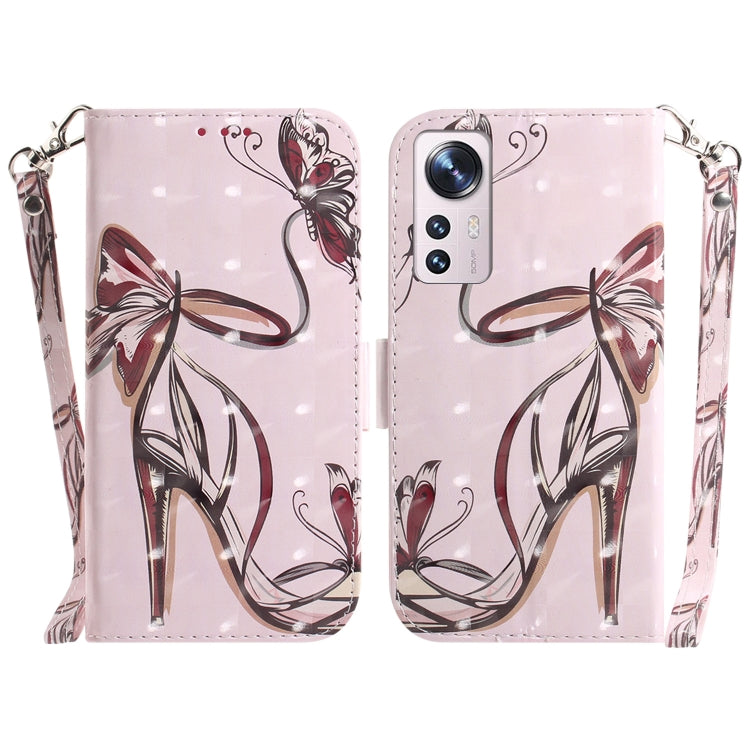 For Xiaomi 12 / 12X 3D Colored Horizontal Flip Leather Phone Case(Butterfly High-heeled) by buy2fix