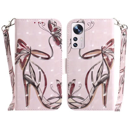 For Xiaomi 12 / 12X 3D Colored Horizontal Flip Leather Phone Case(Butterfly High-heeled) by buy2fix