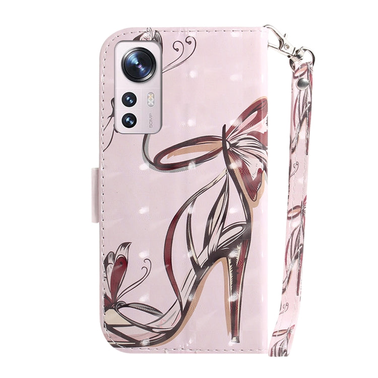For Xiaomi 12 / 12X 3D Colored Horizontal Flip Leather Phone Case(Butterfly High-heeled) by buy2fix