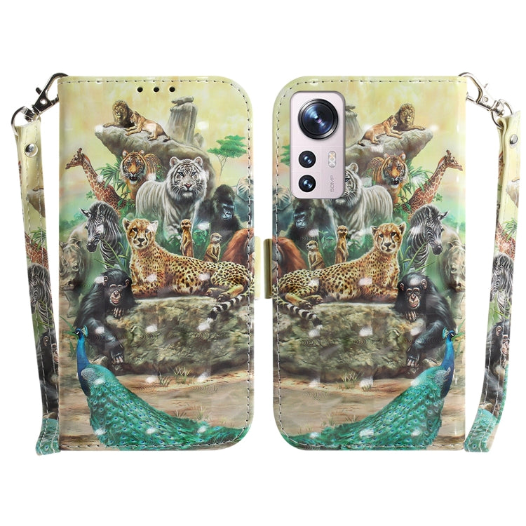 For Xiaomi 12 / 12X 3D Colored Horizontal Flip Leather Phone Case(Zoo) by buy2fix