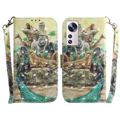 For Xiaomi 12 / 12X 3D Colored Horizontal Flip Leather Phone Case(Zoo) by buy2fix