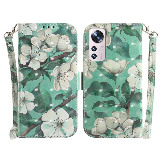 For Xiaomi 12 / 12X 3D Colored Horizontal Flip Leather Phone Case(Watercolor Flower) by buy2fix