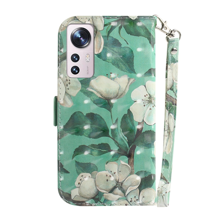 For Xiaomi 12 / 12X 3D Colored Horizontal Flip Leather Phone Case(Watercolor Flower) by buy2fix