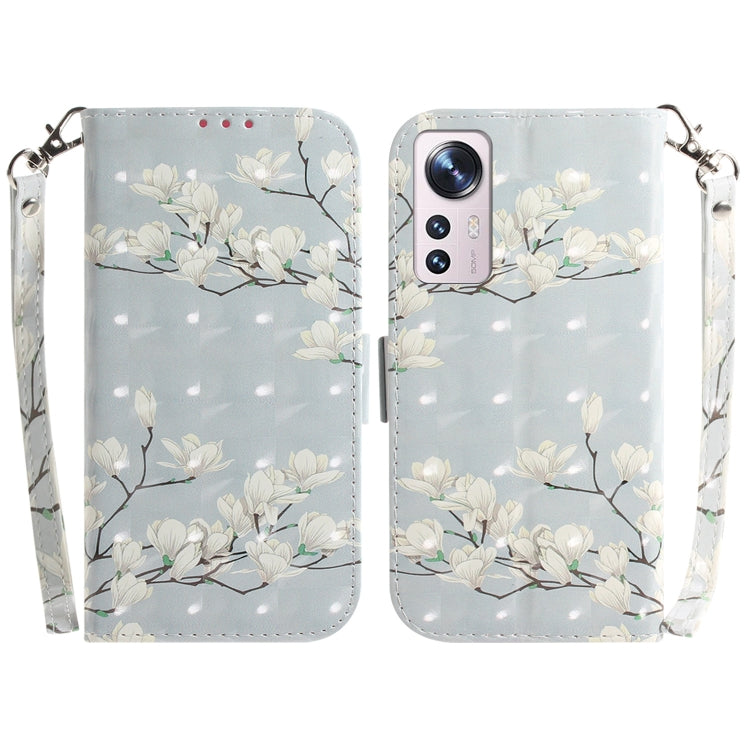 For Xiaomi 12 / 12X 3D Colored Horizontal Flip Leather Phone Case(Magnolia) by buy2fix