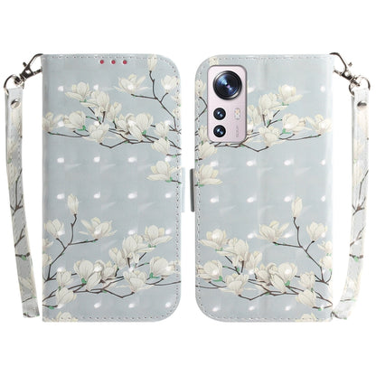 For Xiaomi 12 / 12X 3D Colored Horizontal Flip Leather Phone Case(Magnolia) by buy2fix