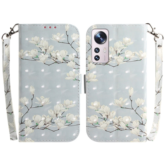 For Xiaomi 12 / 12X 3D Colored Horizontal Flip Leather Phone Case(Magnolia) by buy2fix
