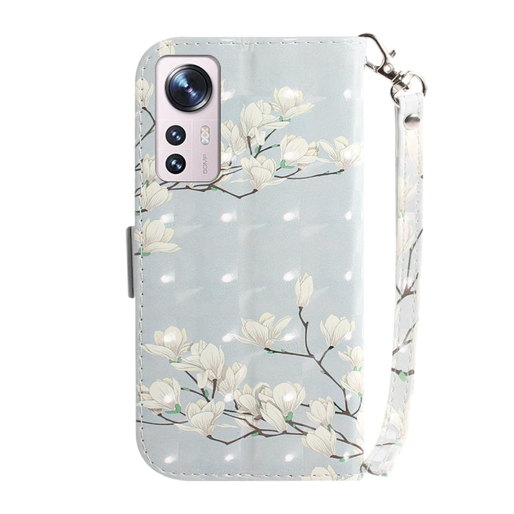 For Xiaomi 12 / 12X 3D Colored Horizontal Flip Leather Phone Case(Magnolia) by buy2fix