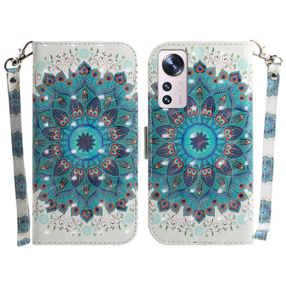 For Xiaomi 12 / 12X 3D Colored Horizontal Flip Leather Phone Case(Peacock Wreath) by buy2fix