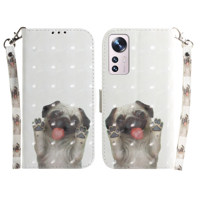 For Xiaomi 12 / 12X 3D Colored Horizontal Flip Leather Phone Case(Pug) by buy2fix