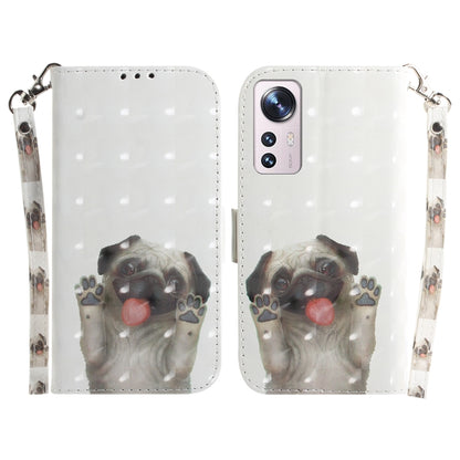 For Xiaomi 12 / 12X 3D Colored Horizontal Flip Leather Phone Case(Pug) by buy2fix