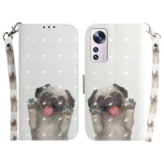 For Xiaomi 12 / 12X 3D Colored Horizontal Flip Leather Phone Case(Pug) by buy2fix