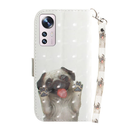 For Xiaomi 12 / 12X 3D Colored Horizontal Flip Leather Phone Case(Pug) by buy2fix