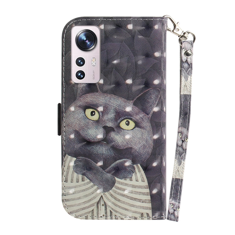 For Xiaomi 12 / 12X 3D Colored Horizontal Flip Leather Phone Case(Hug Cat) by buy2fix