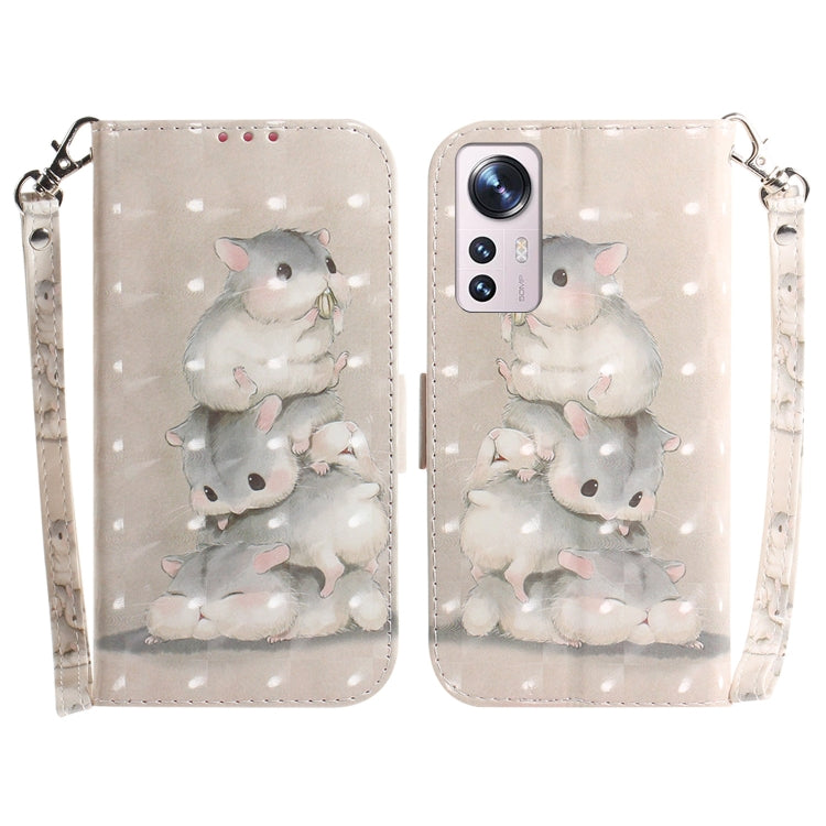 For Xiaomi 12 / 12X 3D Colored Horizontal Flip Leather Phone Case(Squirrels) by buy2fix
