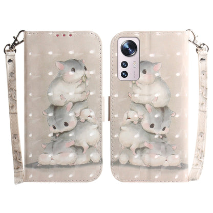 For Xiaomi 12 / 12X 3D Colored Horizontal Flip Leather Phone Case(Squirrels) by buy2fix