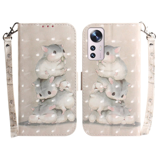 For Xiaomi 12 / 12X 3D Colored Horizontal Flip Leather Phone Case(Squirrels) by buy2fix