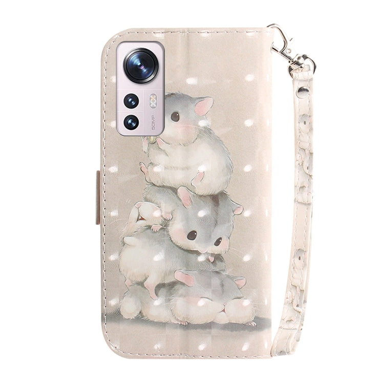 For Xiaomi 12 / 12X 3D Colored Horizontal Flip Leather Phone Case(Squirrels) by buy2fix