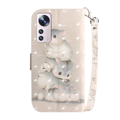 For Xiaomi 12 / 12X 3D Colored Horizontal Flip Leather Phone Case(Squirrels) by buy2fix