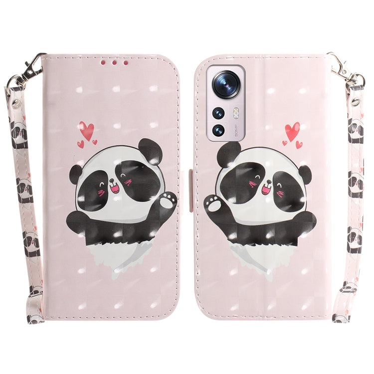 For Xiaomi 12 / 12X 3D Colored Horizontal Flip Leather Phone Case(Heart Panda) by buy2fix