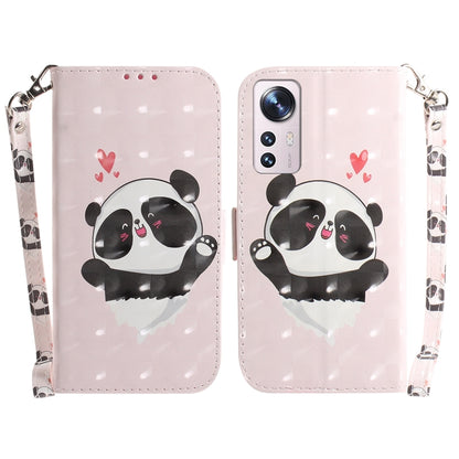 For Xiaomi 12 / 12X 3D Colored Horizontal Flip Leather Phone Case(Heart Panda) by buy2fix