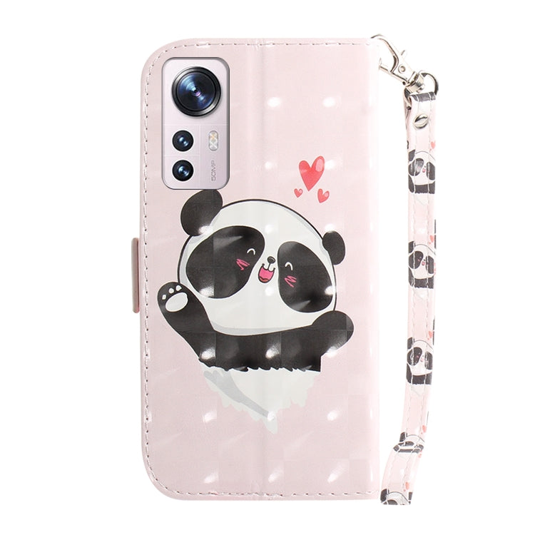 For Xiaomi 12 / 12X 3D Colored Horizontal Flip Leather Phone Case(Heart Panda) by buy2fix