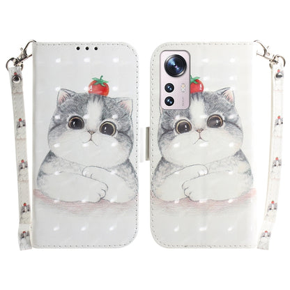 For Xiaomi 12 / 12X 3D Colored Horizontal Flip Leather Phone Case(Cute Cat) by buy2fix