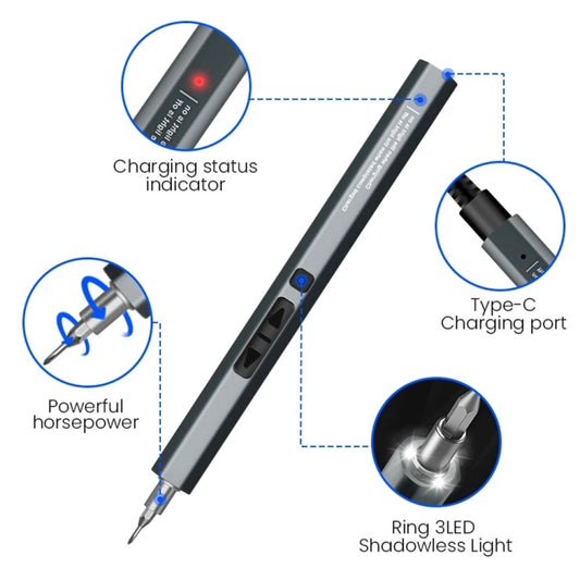 12 in 1 Type-C Port Rechargeable Cordless Electric Screwdriver Set - Screwdriver Set by buy2fix | Online Shopping UK | buy2fix