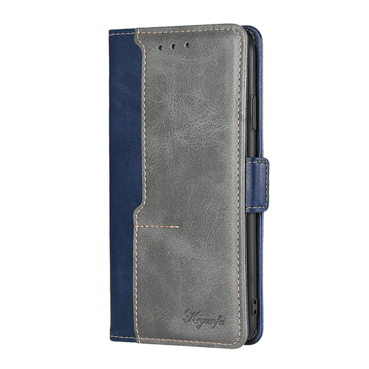 For Honor X7 4G Contrast Color Side Buckle Leather Phone Case(Blue + Grey) - Honor Cases by buy2fix | Online Shopping UK | buy2fix