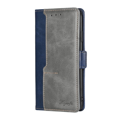 For Honor X7 4G Contrast Color Side Buckle Leather Phone Case(Blue + Grey) - Honor Cases by buy2fix | Online Shopping UK | buy2fix