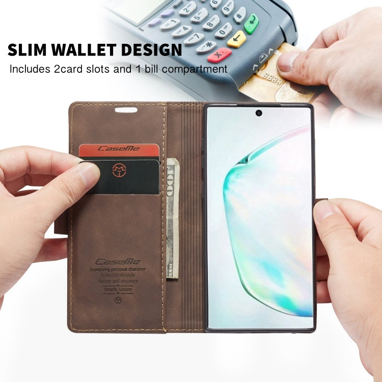 For Galaxy A81 / Note 10 Lite CaseMe Multifunctional Horizontal Flip Leather Case, with Card Slot & Holder & Wallet(Coffee) by CaseMe