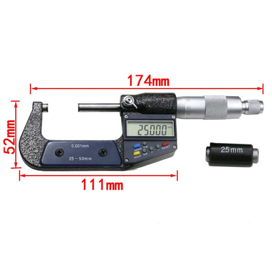 25-50mm Electronic Digital Micrometer (resolution 0.001mm) - Measuring Tools by buy2fix | Online Shopping UK | buy2fix