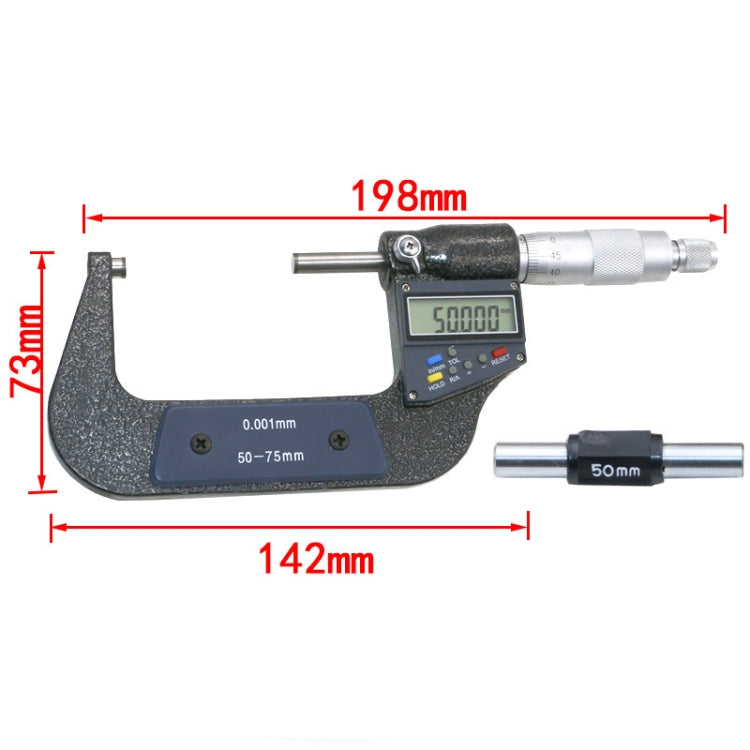 50-75mm Electronic Digital Micrometer (resolution 0.001mm) - Measuring Tools by buy2fix | Online Shopping UK | buy2fix
