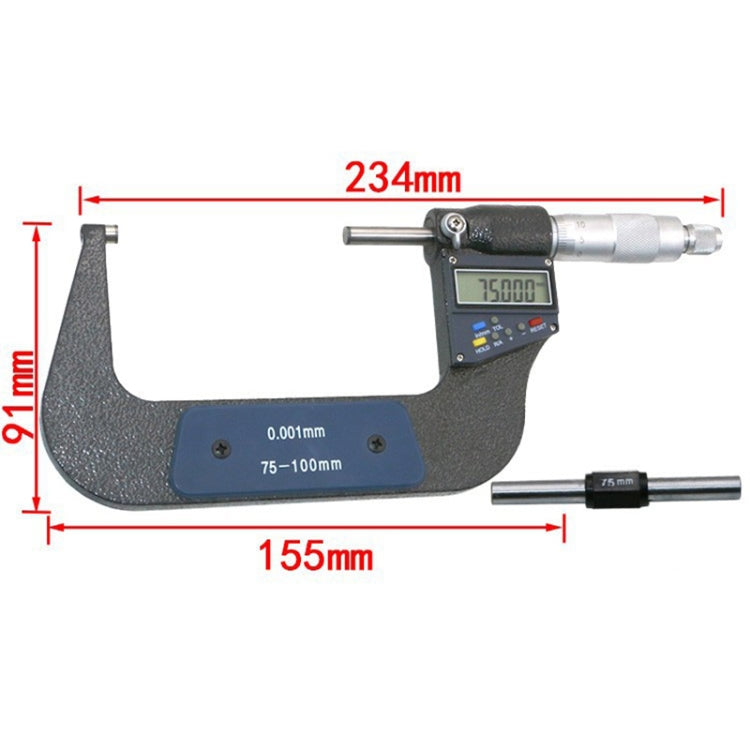 75-100mm Electronic Digital Micrometer (resolution 0.001mm) - Measuring Tools by buy2fix | Online Shopping UK | buy2fix