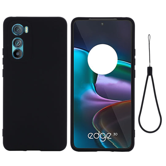 Pour Motorola Edge 30 Étui de téléphone antichoc en silicone liquide de couleur pure (noir)