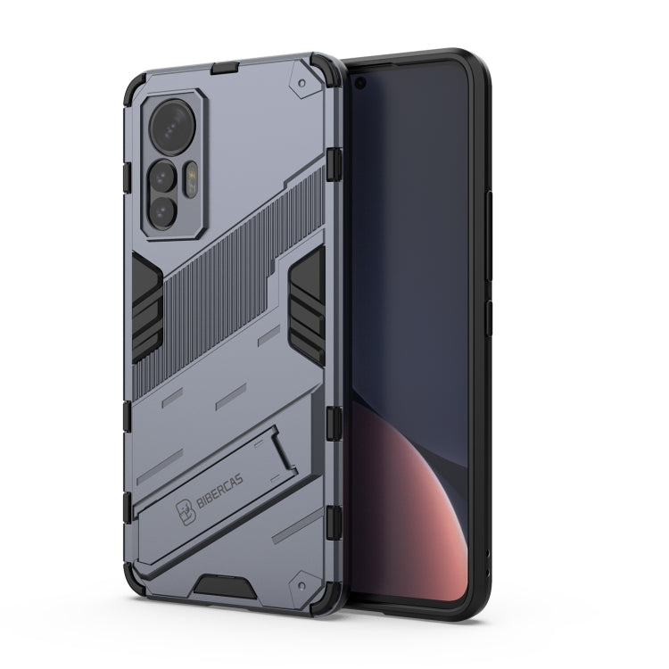 For Xiaomi 12 Lite Punk Armor PC + TPU Phone Case with Holder(Grey) - Xiaomi Cases by buy2fix | Online Shopping UK | buy2fix
