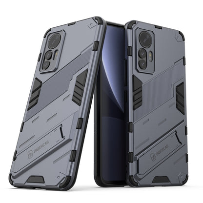 For Xiaomi 12 Lite Punk Armor PC + TPU Phone Case with Holder(Grey) - Xiaomi Cases by buy2fix | Online Shopping UK | buy2fix