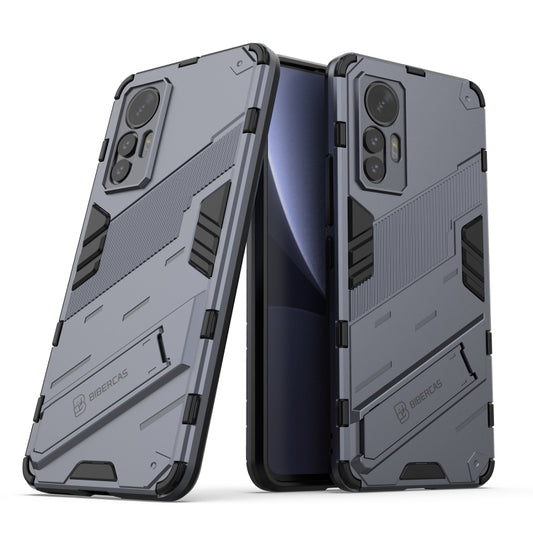 For Xiaomi 12 Lite Punk Armor PC + TPU Phone Case with Holder(Grey) - Xiaomi Cases by buy2fix | Online Shopping UK | buy2fix