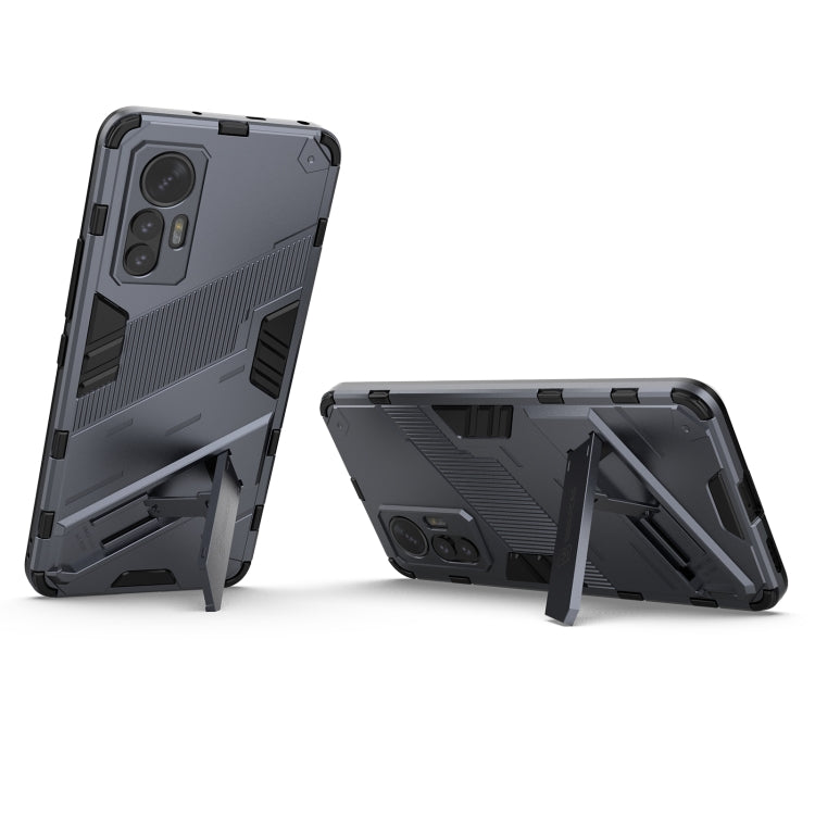 For Xiaomi 12 Lite Punk Armor PC + TPU Phone Case with Holder(Grey) - Xiaomi Cases by buy2fix | Online Shopping UK | buy2fix