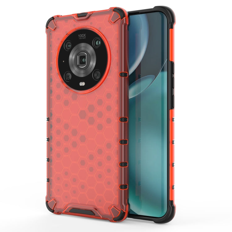 For Honor Magic4 Pro Shockproof Honeycomb PC + TPU Phone Case(Red) by buy2fix
