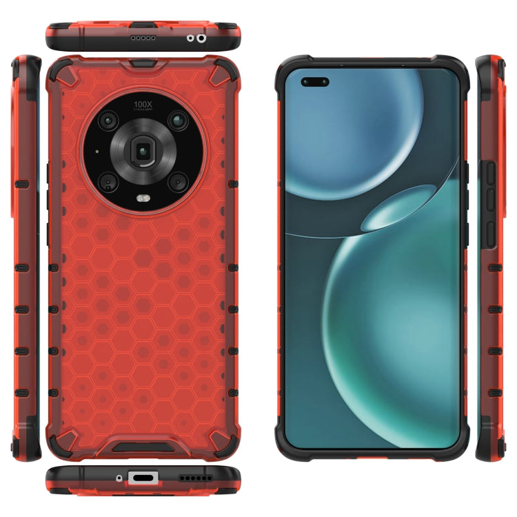 For Honor Magic4 Pro Shockproof Honeycomb PC + TPU Phone Case(Red) by buy2fix