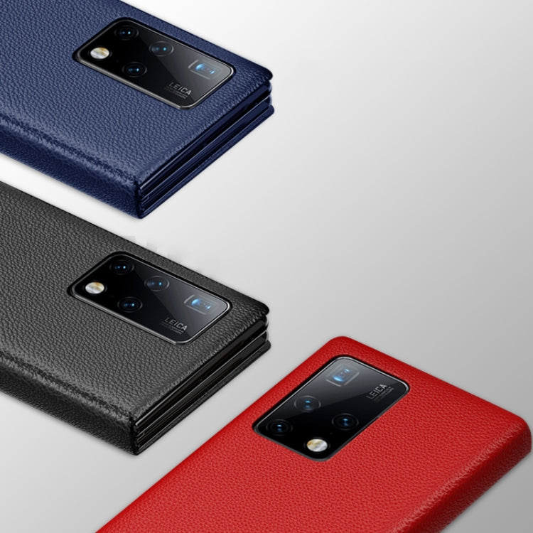 For Huawei Mate X2 Cross Texture Horizontal Flip Leather Phone Case with Smart Touch Call Display ID(Dark Blue) - Huawei Cases by buy2fix | Online Shopping UK | buy2fix