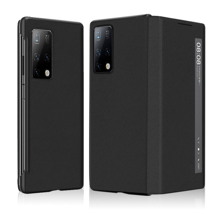 For Huawei Mate X2 Leather Texture Horizontal Flip Phone Case with Smart Touch Call Display ID(Black) - Huawei Cases by buy2fix | Online Shopping UK | buy2fix