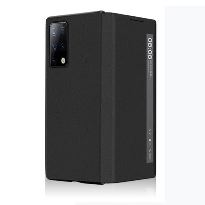 For Huawei Mate X2 Leather Texture Horizontal Flip Phone Case with Smart Touch Call Display ID(Black) - Huawei Cases by buy2fix | Online Shopping UK | buy2fix